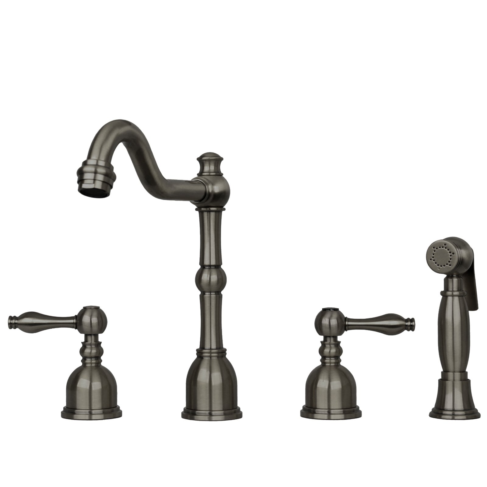 Two-Handles Oil Rubbed Bronze Widespread Kitchen Faucet with Side Sprayer - AK96818-ORB