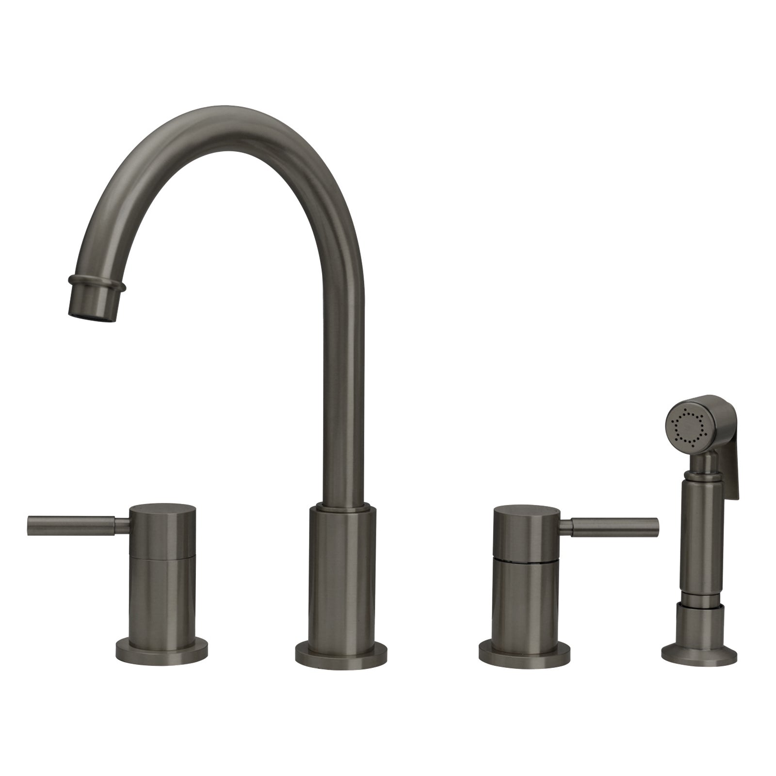 Two-Handles Matte Black Widespread Kitchen Faucet with Side Sprayer - AK96866 -MB