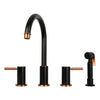 Two-Handles Copper Widespread Kitchen Faucet with Side Sprayer - AK96866