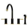Two-Handles Copper Widespread Kitchen Faucet with Side Sprayer - AK96866