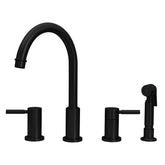 Two-Handles Matte Black Widespread Kitchen Faucet with Side Sprayer - AK96866 -MB