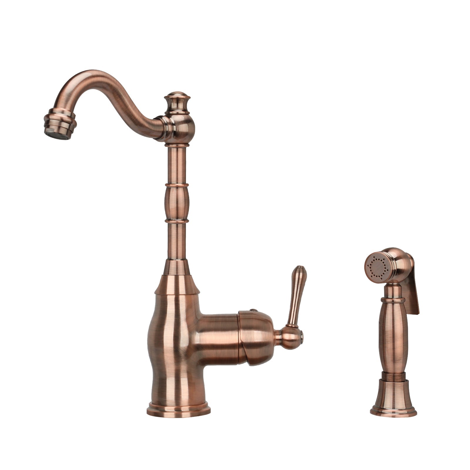 One-Handle Antique Bronze Widespread Kitchen Faucet with Side Sprayer - AK96918AB