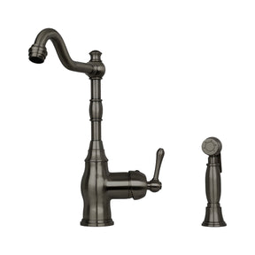 One-Handle Matte Black Widespread Kitchen Faucet with Side Sprayer - AK96918-MB