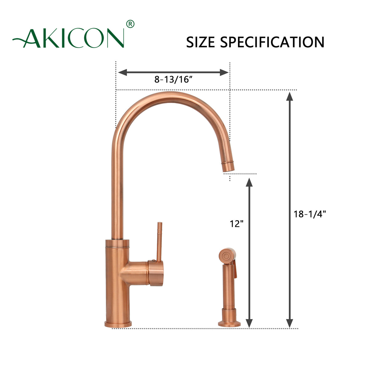 One-Handle Copper Widespread Kitchen Faucet without Side Sprayer-AK96966C