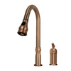 Copper Pull Out Kitchen Faucet with in-Deck Handle, Single Level Solid Brass Kitchen Sink Faucets with Pull Down Sprayer-AK97918