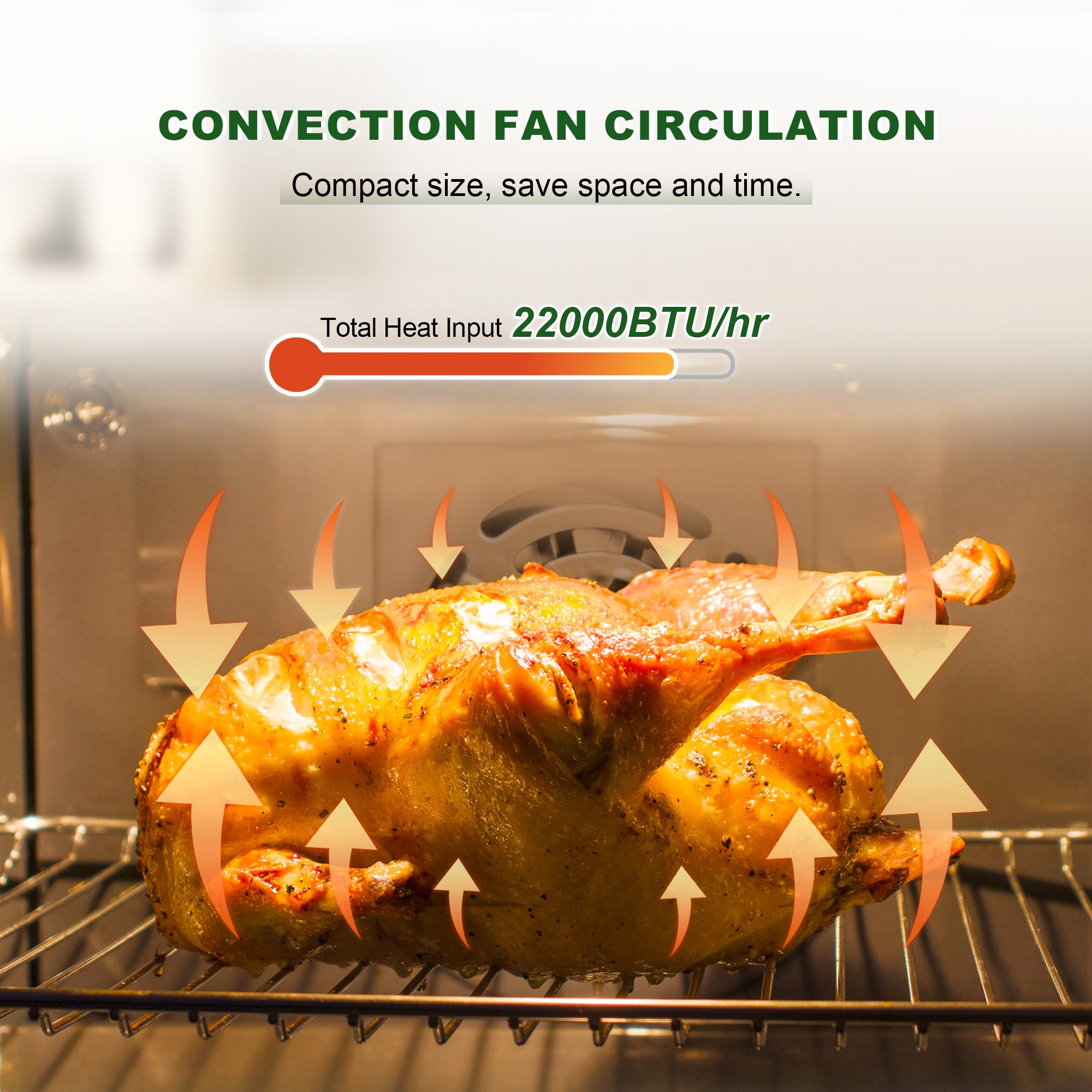 48“ Freestanding Gas Range with 8 Sealed Burners Cooktop, Rapid Convection Oven, Natural Gas/LP Convertible