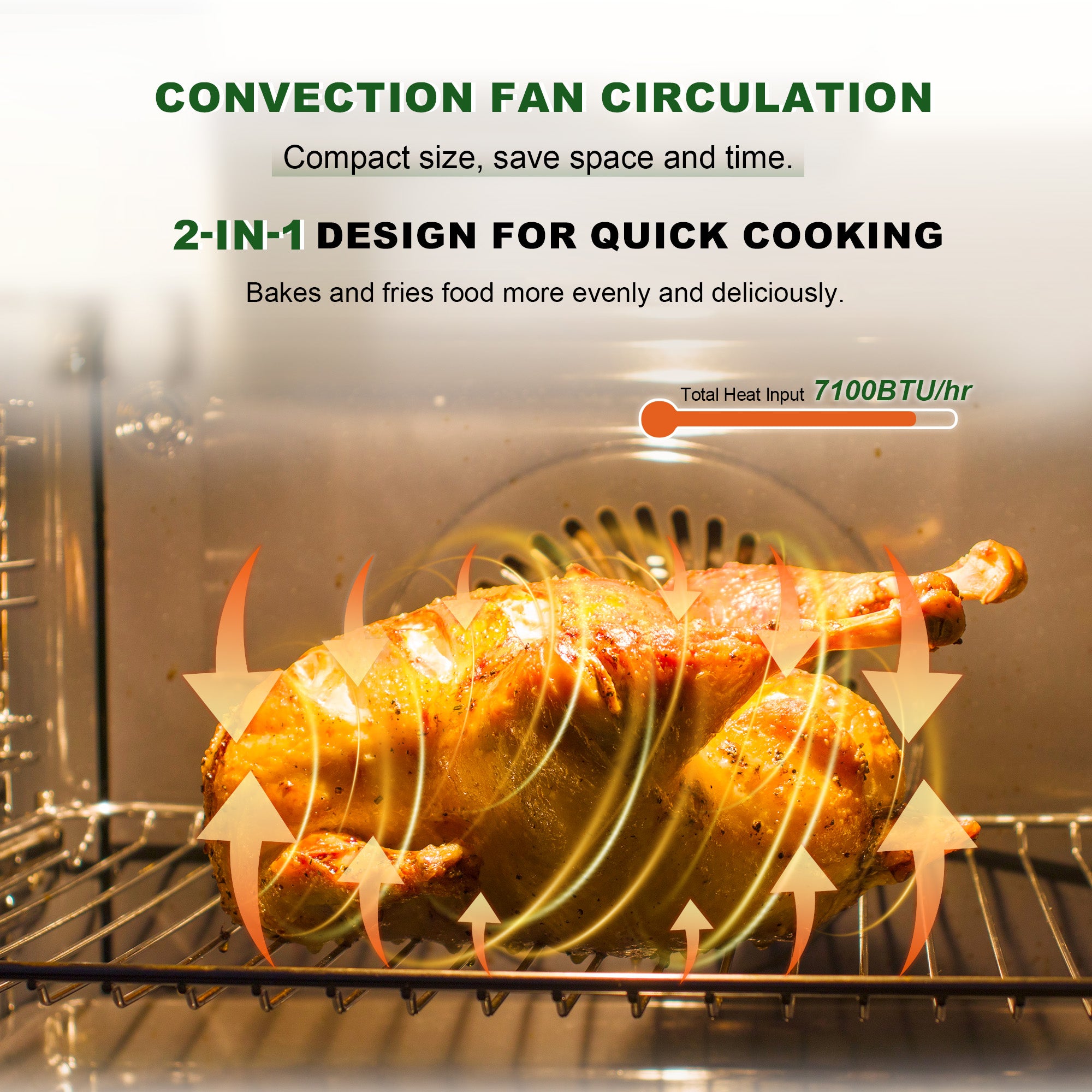 36 Inch Freestanding Gas Range with 6 Sealed Burners Cooktop, Rapid Convection Oven, Natural Gas/LP Convertible