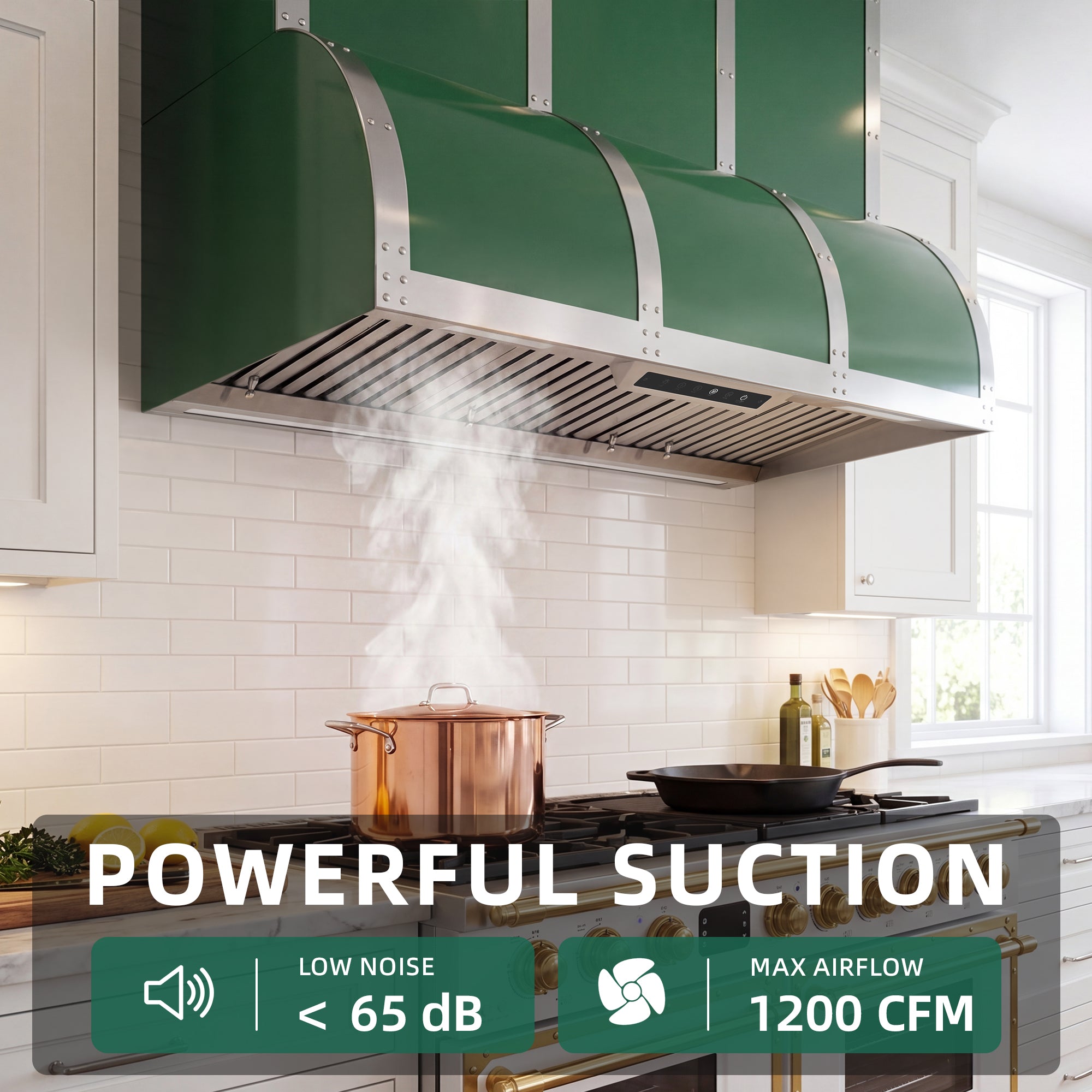 42" Built-in/Insert Range Hood 1200 CFM, Ducted Kitchen Hood with 4 Speed Gesture Sensing & Touch Control