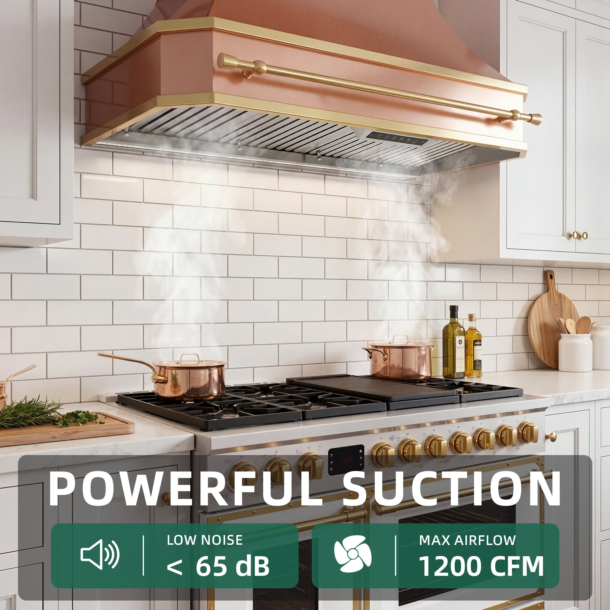 48" Built-in/Insert Range Hood 1200 CFM, Ducted Kitchen Hood with 4 Speed Gesture Sensing & Touch Control