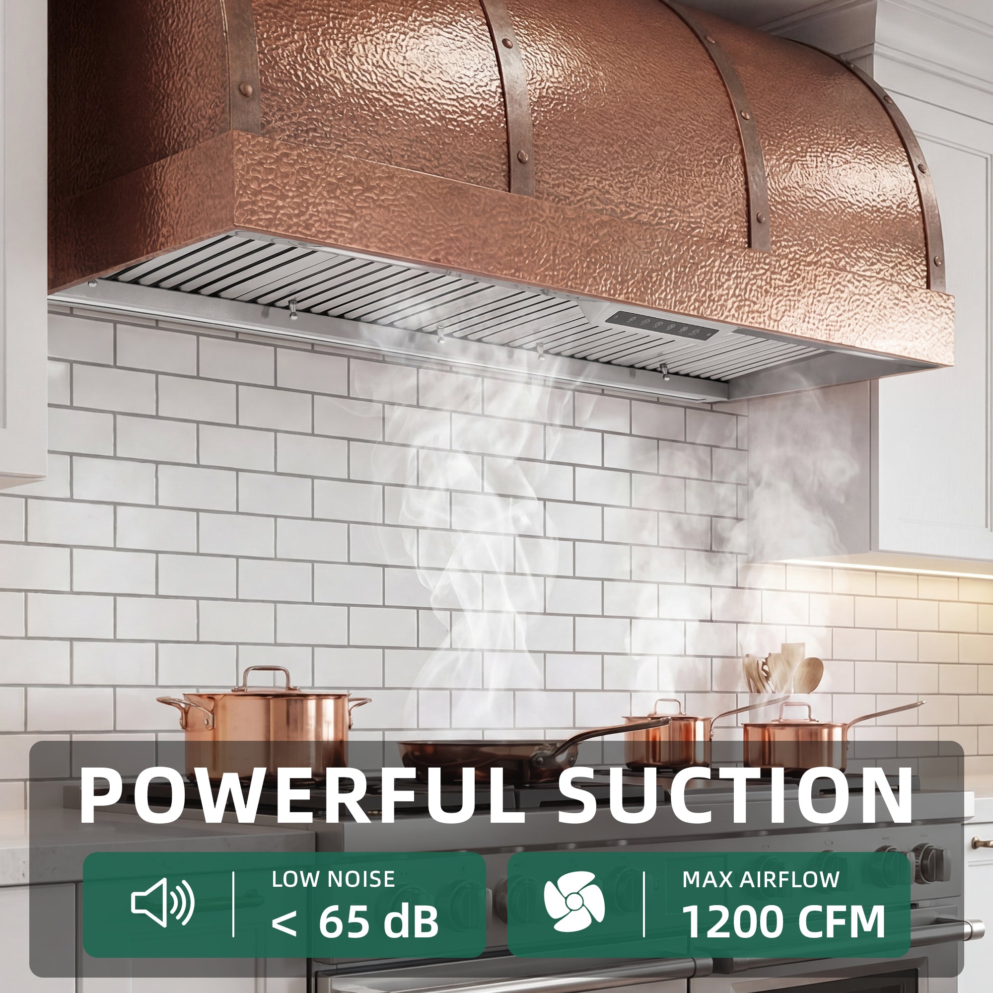 60" Built-in/Insert Range Hood 1200 CFM, Ducted Kitchen Hood with 4 Speed Gesture Sensing & Touch Control
