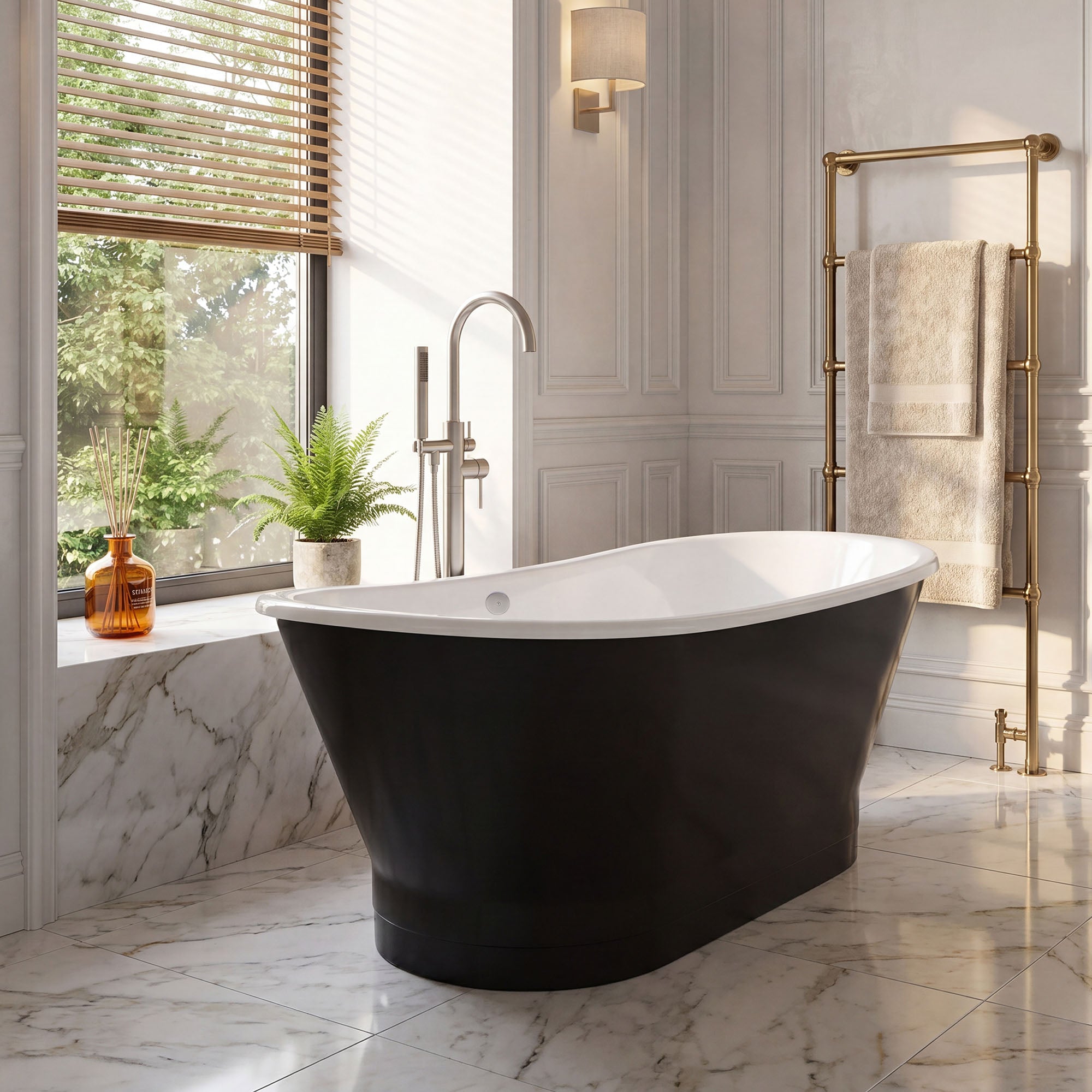 AKICON 67" Cast Iron Freestanding Bathtub, Drain and Overflow Kit Included