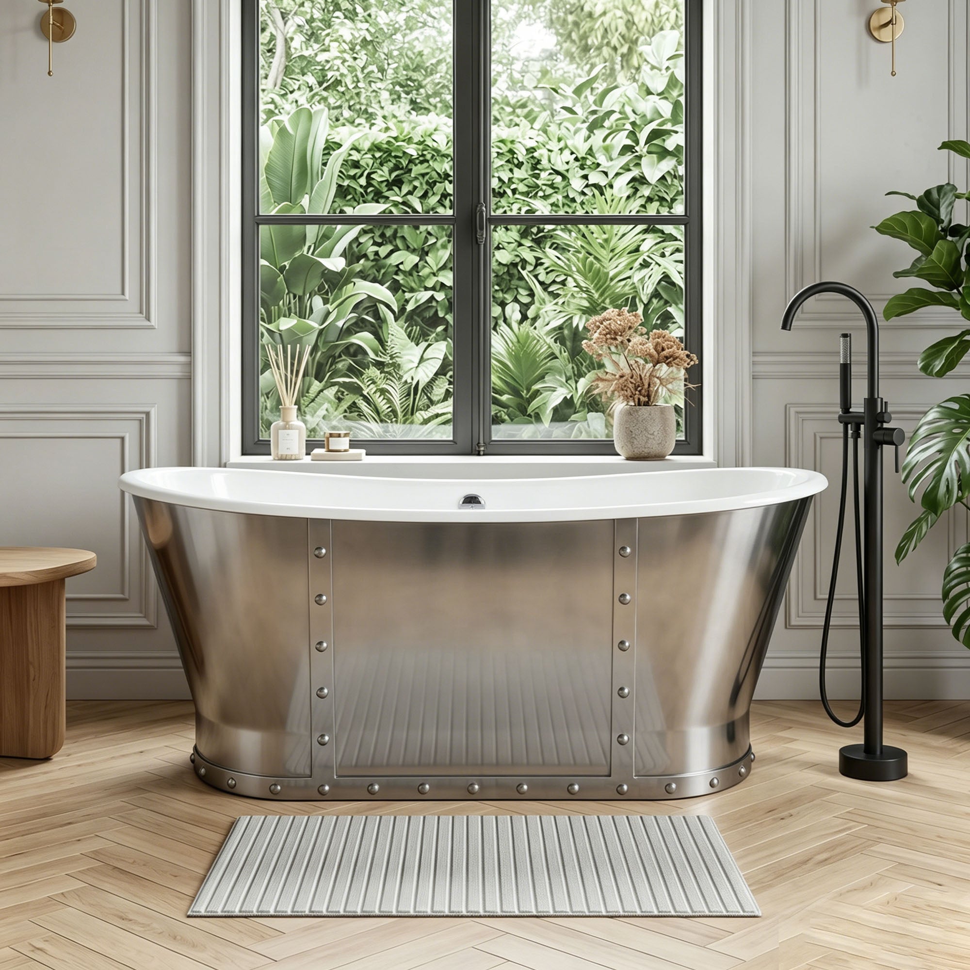 AKICON 67" Cast Iron Freestanding Bathtub, Drain and Overflow Kit Included