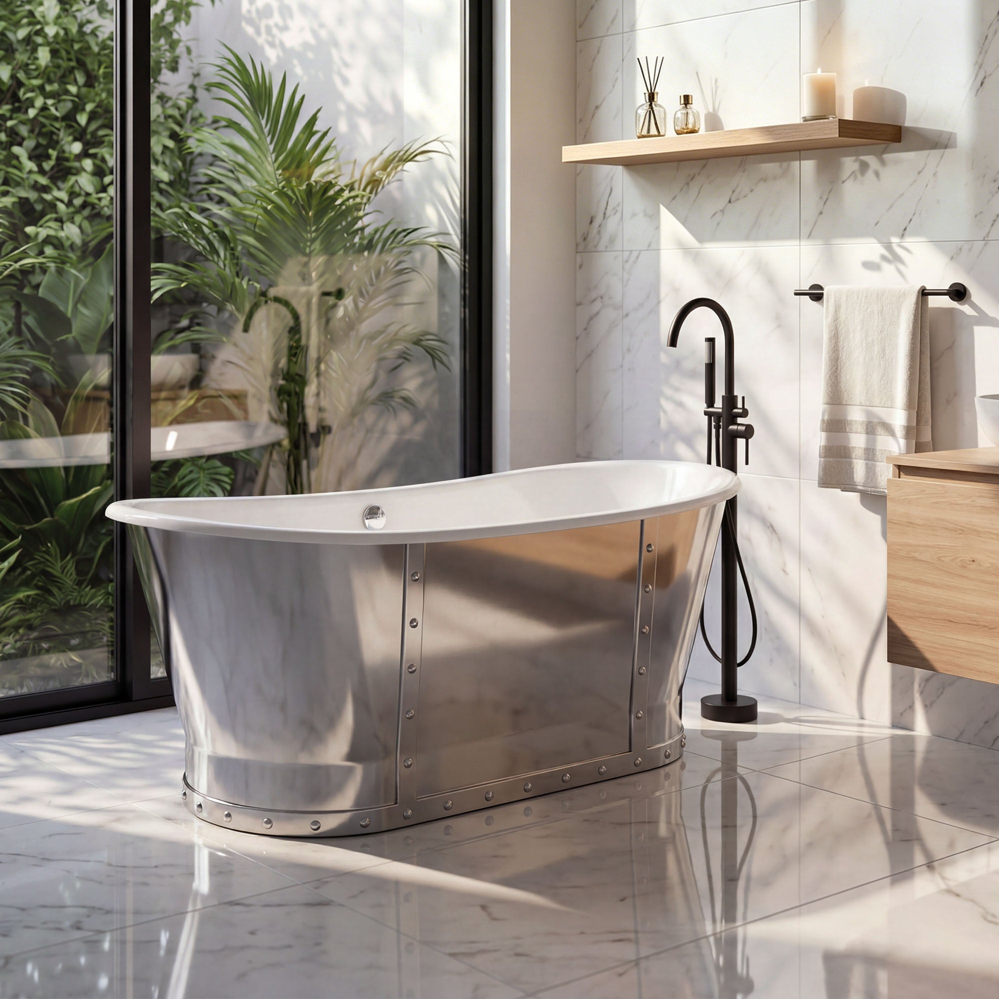 AKICON 67" Cast Iron Freestanding Bathtub, Drain and Overflow Kit Included