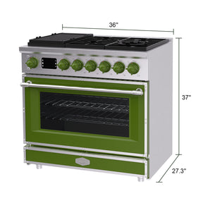 36“ Freestanding Custom Gas Range with 6 Sealed Burners Cooktop, 5.2 Cu.Ft. Large Capacity Natural Gas/LP Convertible - AK-G36N05A-B1