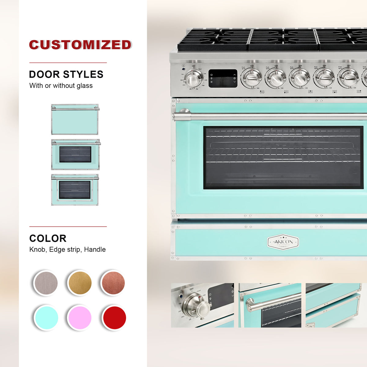 36” Freestanding Gas Range with 6 Sealed Burners & Digital Timer - Powder Blue & Stainless Steel, Natural Gas/LP Convertible
