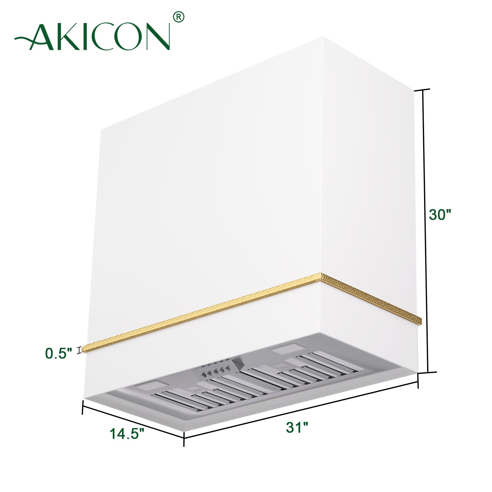 Akicon Range Hood 30", Ultra Quite Stainless Steel Kitchen Hood One Stacks with LED Light & Dishwasher-Safe Filters, Hood Vents for Kitchen, 3 Speeds, 600 CFM