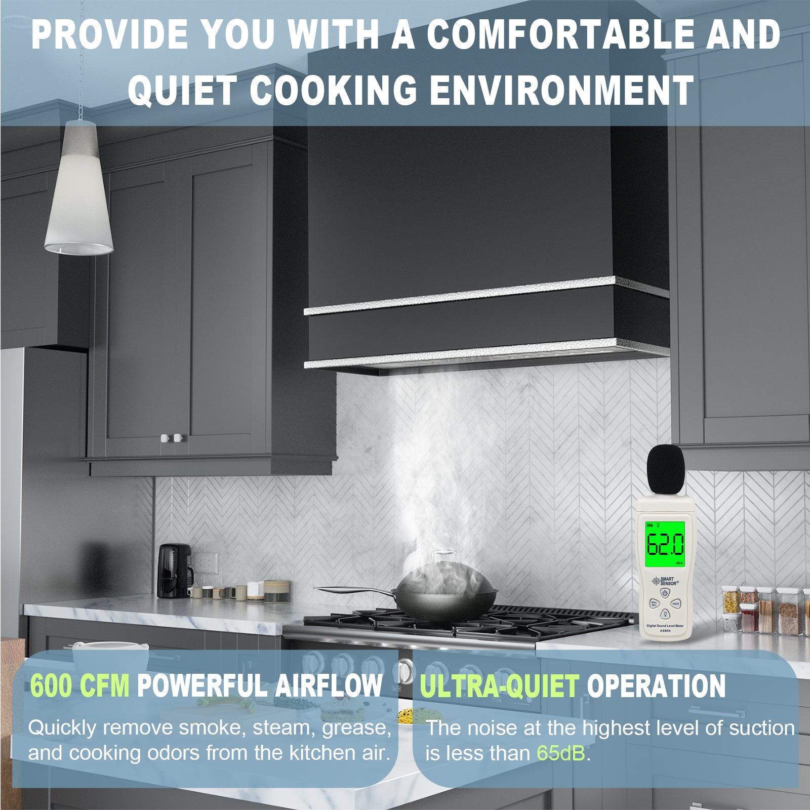 Akicon 30" Stainless Steel Wall Mount Range Hood with 600 CFM Vent Hood - AK-HS30HB-JB