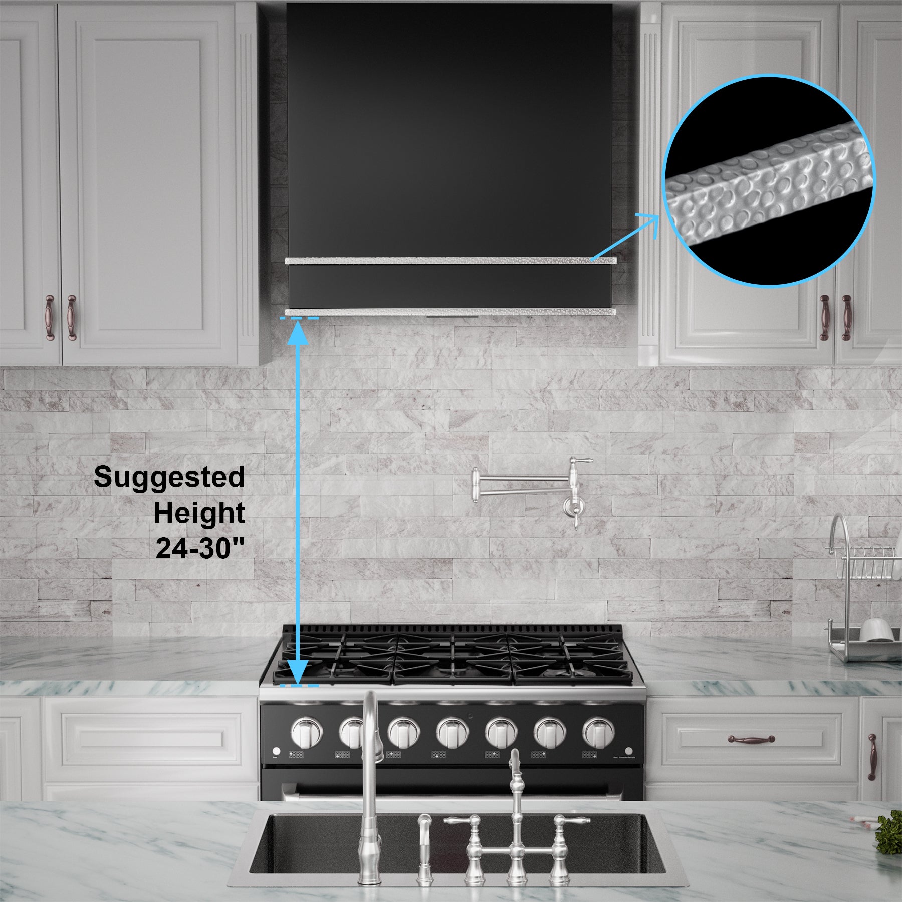 Akicon 30" Stainless Steel Wall Mount Range Hood with 600 CFM Vent Hood - AK-HS30HB-JB