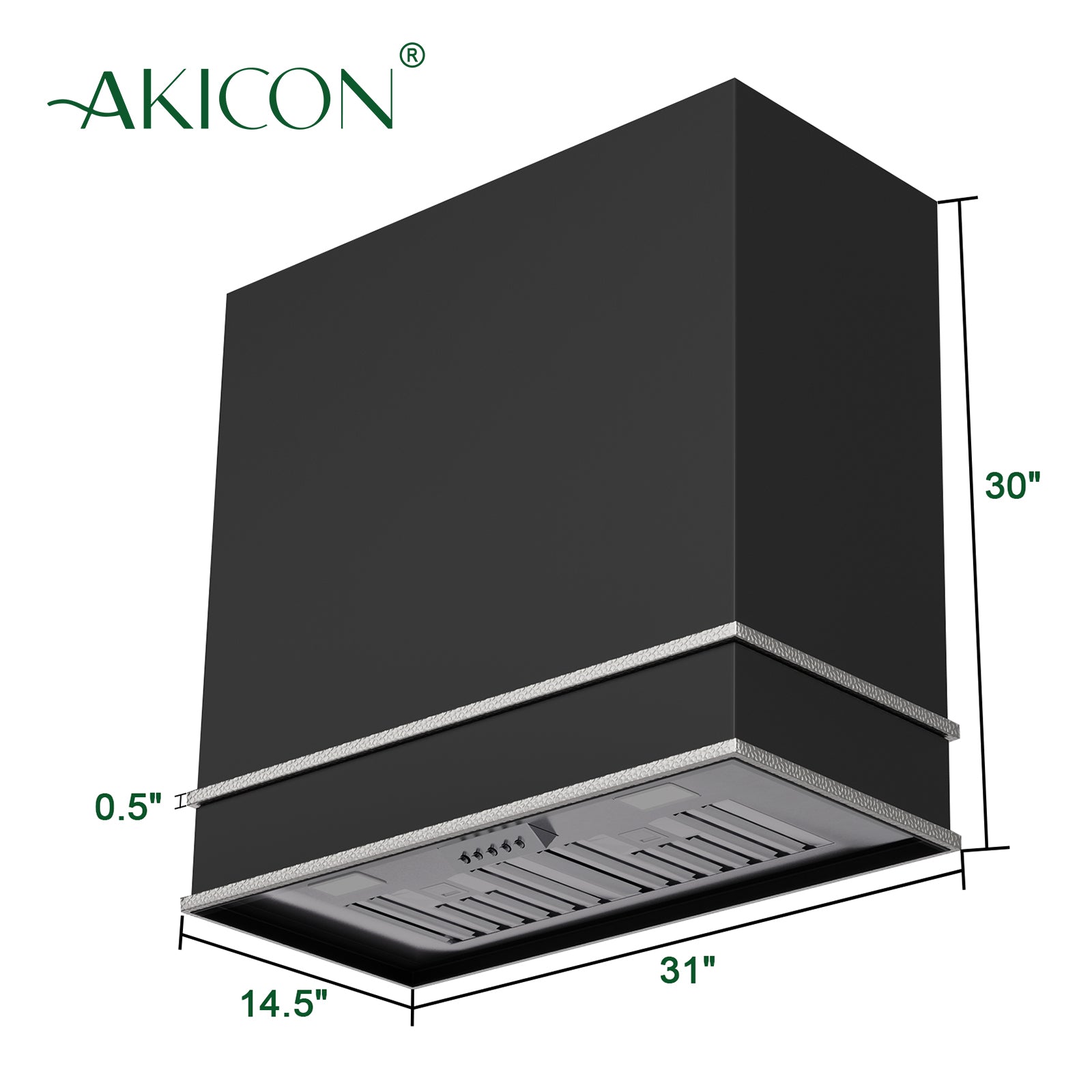 Akicon 30" Stainless Steel Wall Mount Range Hood with 600 CFM Vent Hood - AK-HS30HB-JB