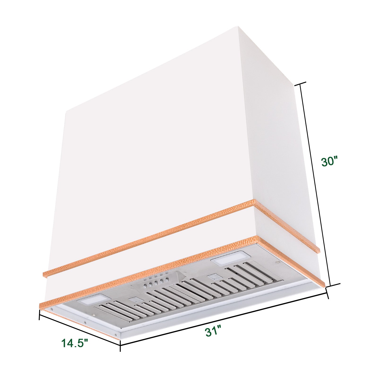 Akicon Range Hood 30” Ultra Quite Stainless Steel Kitchen Hood & Two Stacks, Wall Mount Square Vent Hood with LED Light and Dishwasher-Safe Filters