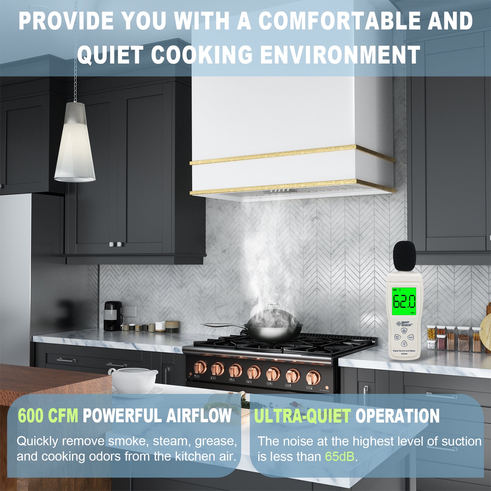 Akicon 30" Stainless Steel Wall Mount Range Hood with 600 CFM Vent Hood - AK-HS30HB-SW