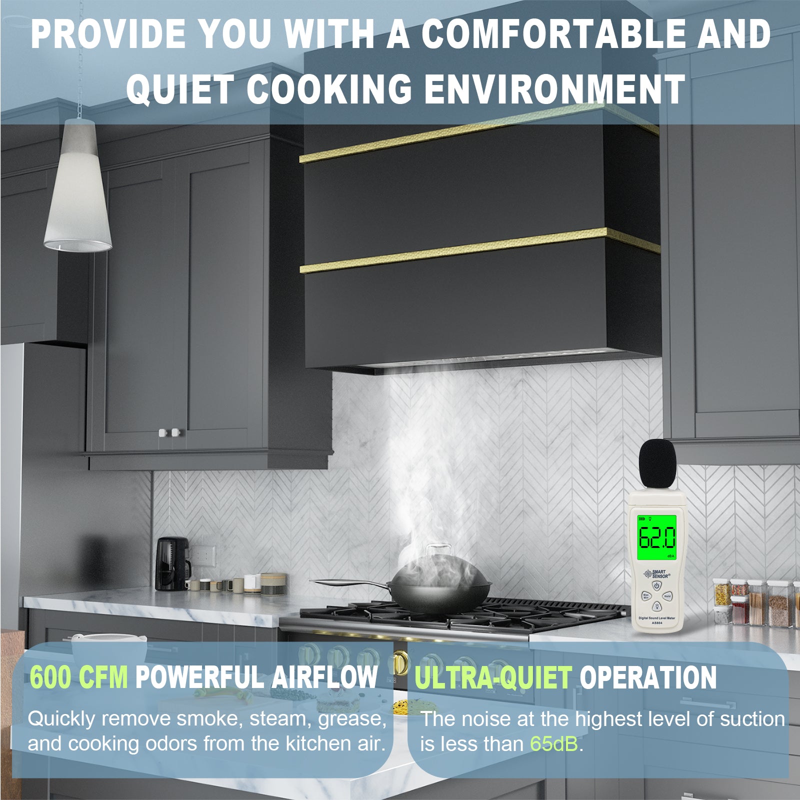 Akicon 30" Stainless Steel Wall Mount Range Hood with 600 CFM Vent Hood - AK-HS30HC-JB