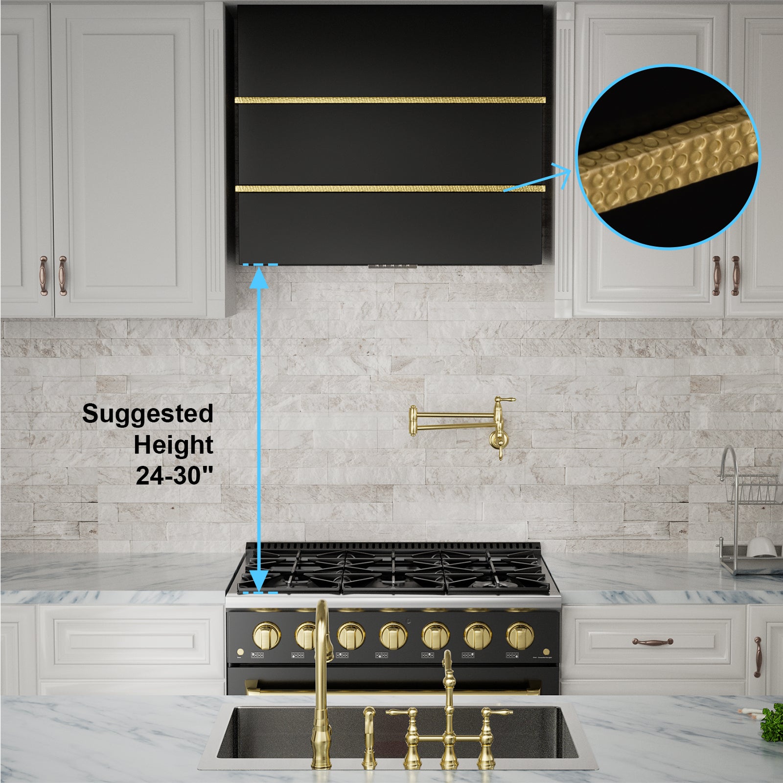 Akicon 30" Stainless Steel Wall Mount Range Hood with 600 CFM Vent Hood - AK-HS30HC-JB