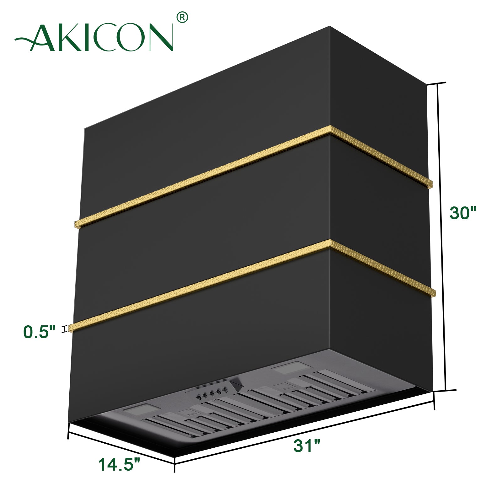 Akicon 30" Stainless Steel Wall Mount Range Hood with 600 CFM Vent Hood - AK-HS30HC-JB