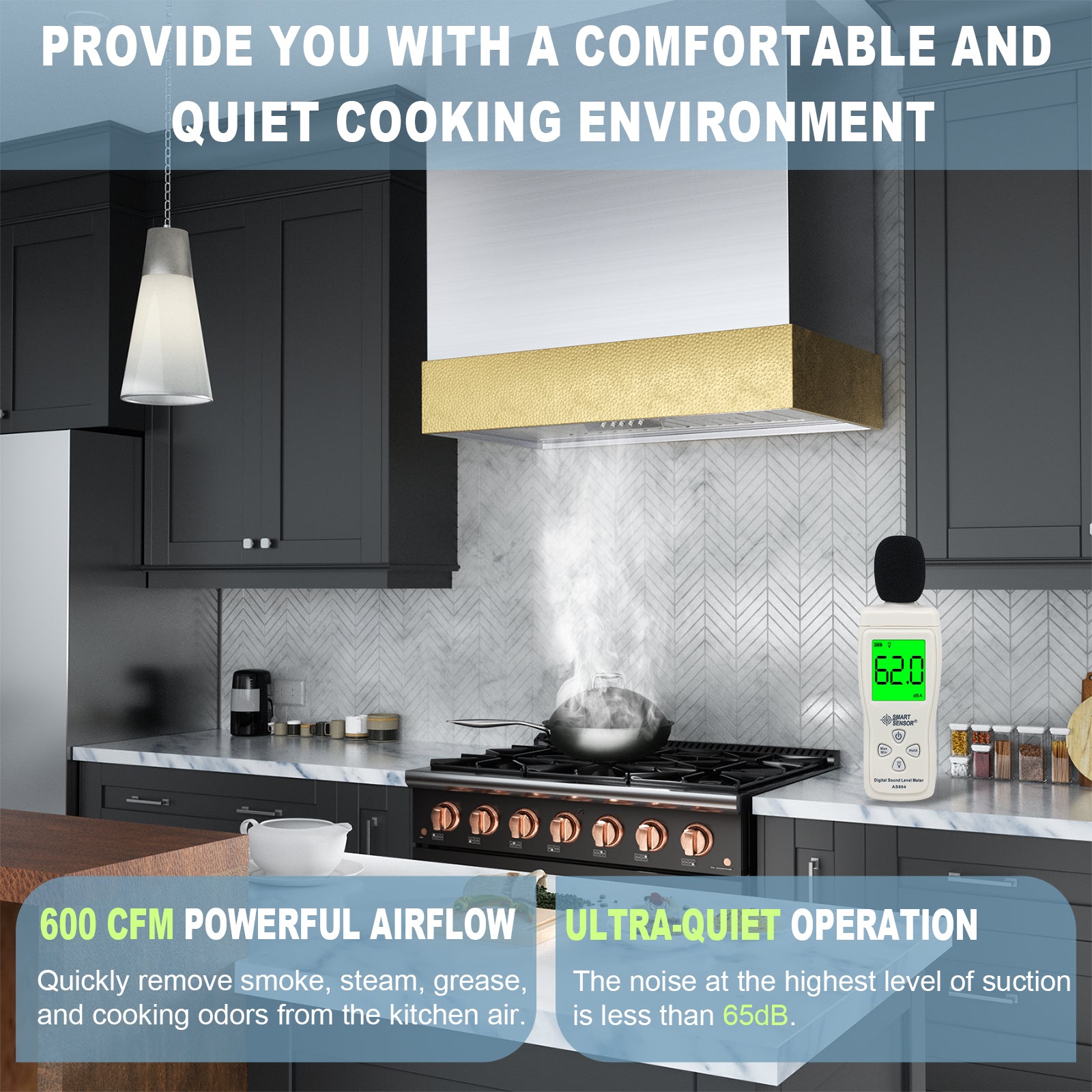 Akicon 30" Stainless Steel Wall Mount Range Hood with 600 CFM Vent Hood - AK-HS30HD-BS