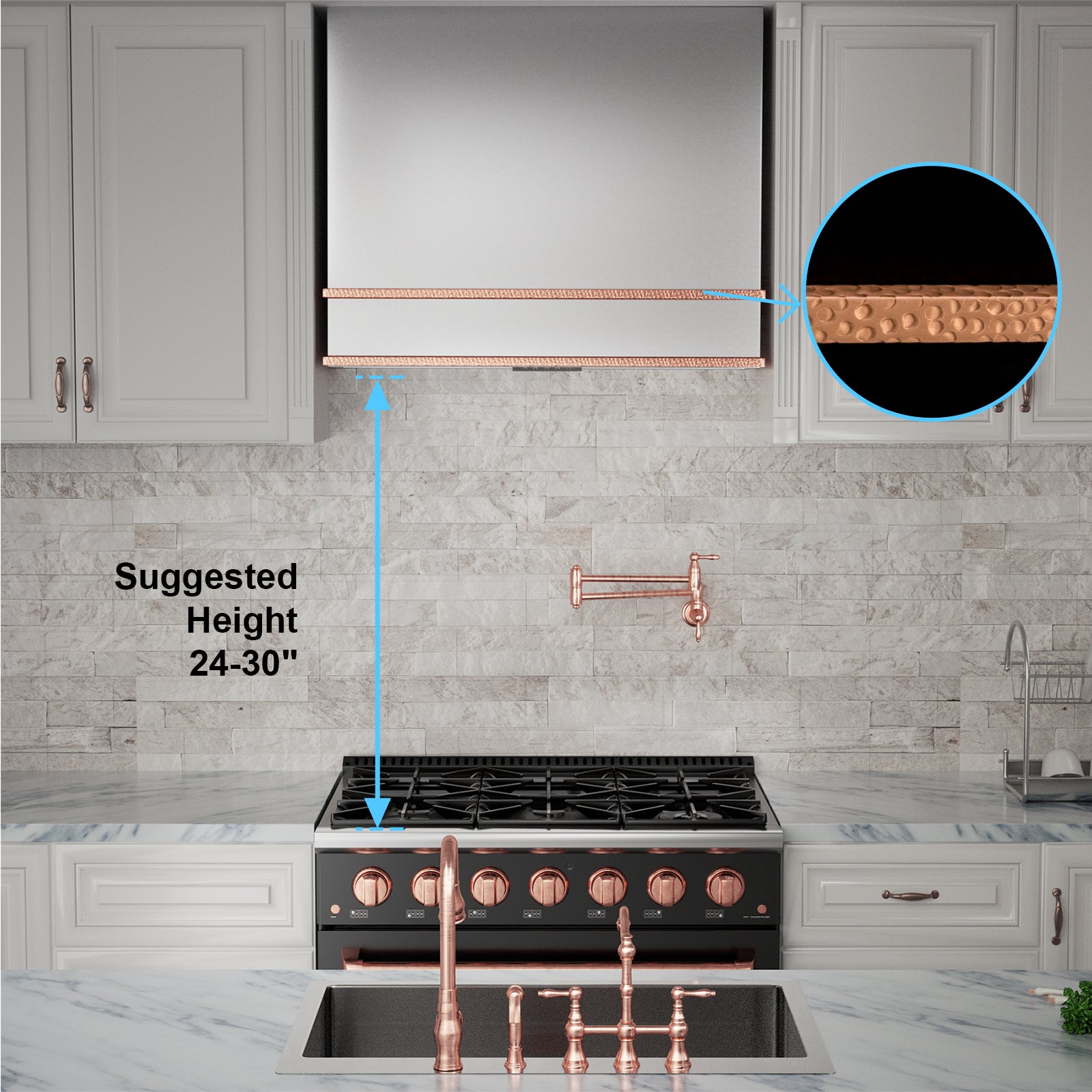 Akicon Range Hood 36" Ultra Quite Stainless Steel Kitchen Hood & Two Stacks, Wall Mount Square Vent Hood with LED Light and Dishwasher-Safe Filters