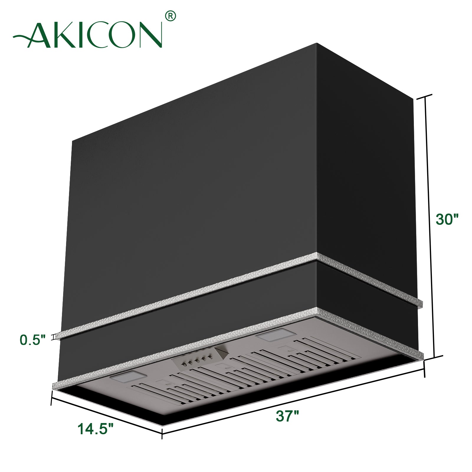 Akicon Range Hood 36" Ultra Quite Stainless Steel Kitchen Hood & Two Stacks, Wall Mount Square Vent Hood with LED Light and Dishwasher-Safe Filters