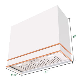 Akicon Range Hood 36" Ultra Quite Stainless Steel Kitchen Hood & Two Stacks, Wall Mount Square Vent Hood with LED Light and Dishwasher-Safe Filters