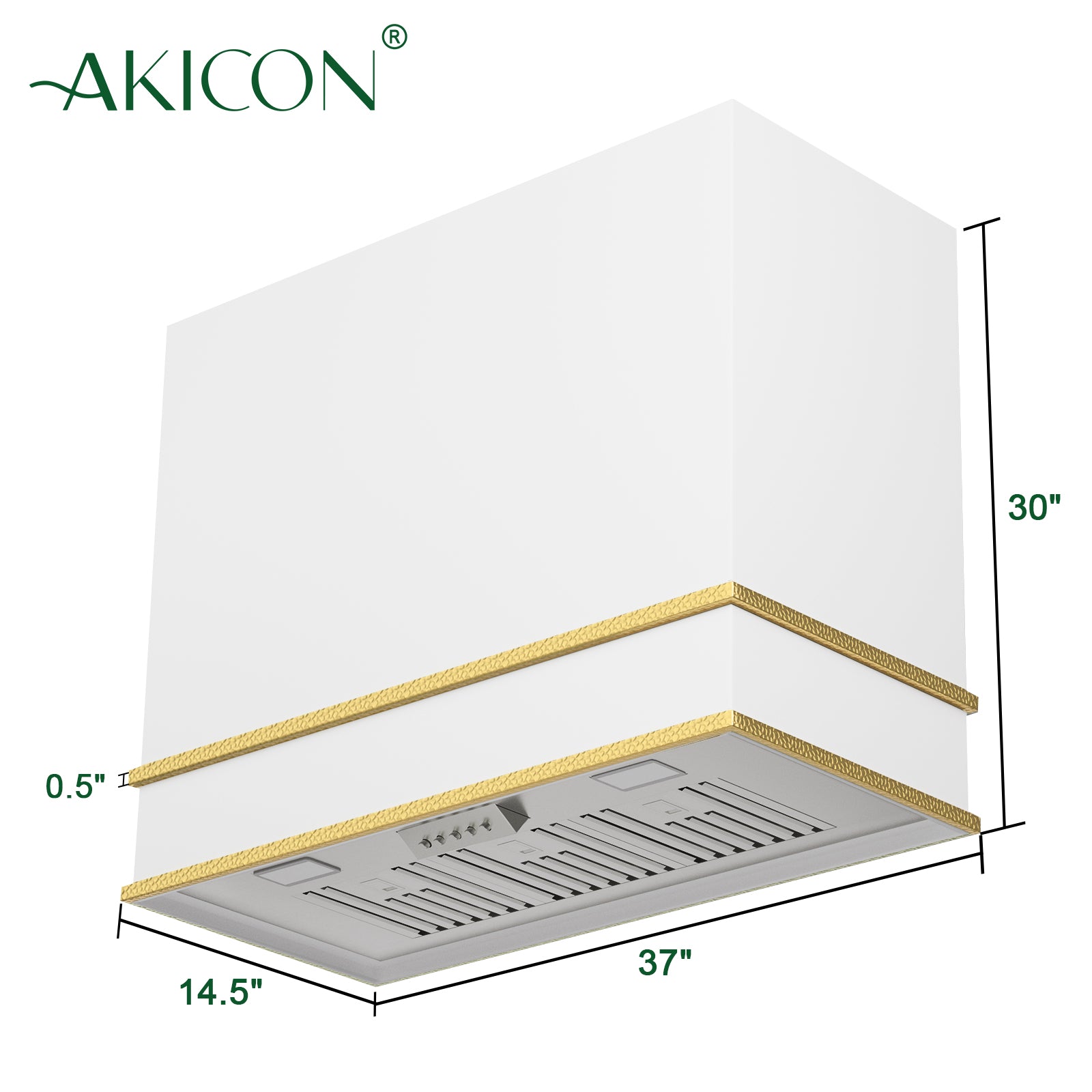 Akicon Range Hood 36" Ultra Quite Stainless Steel Kitchen Hood & Two Stacks, Wall Mount Square Vent Hood with LED Light and Dishwasher-Safe Filters