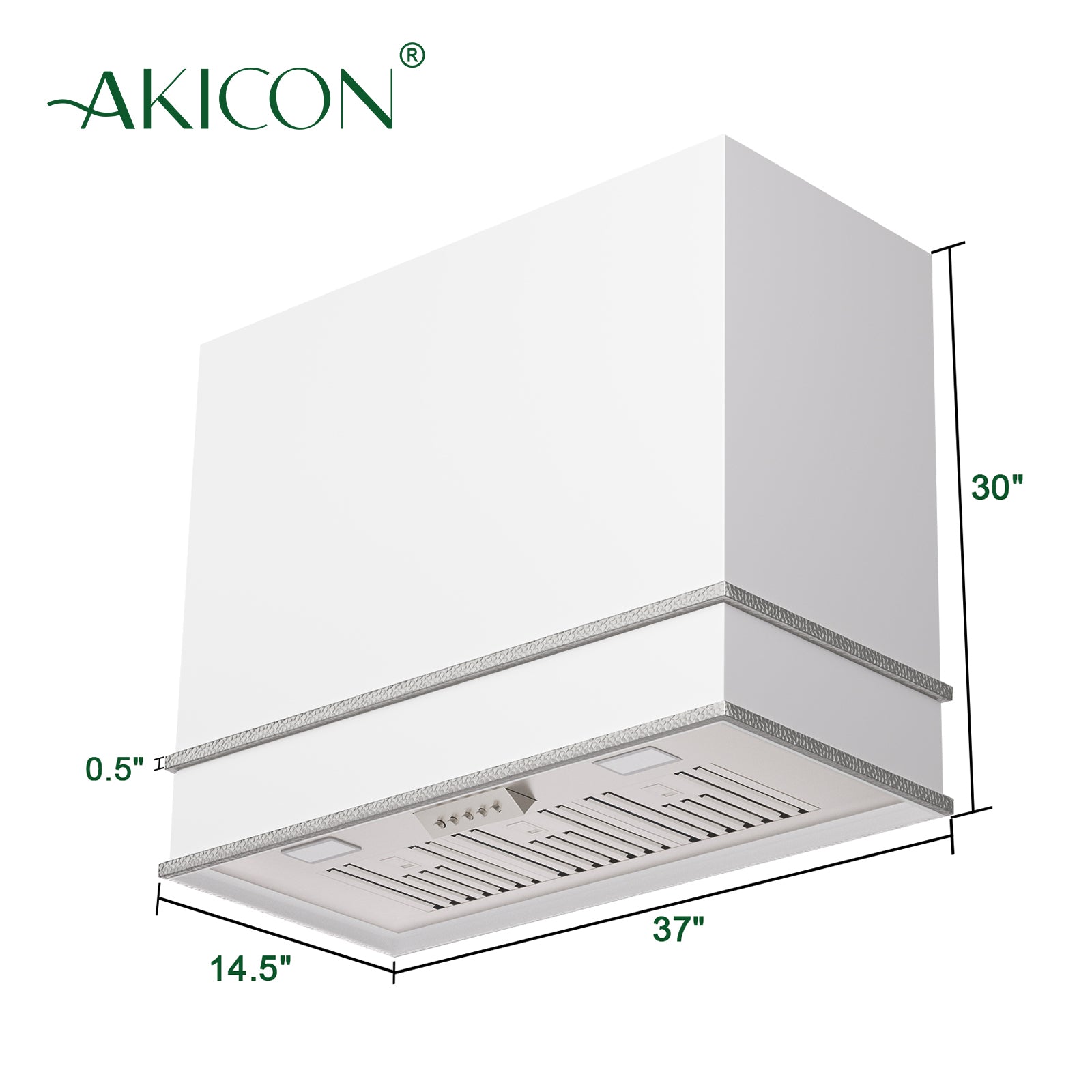 Akicon Range Hood 36", Ultra Quite Stainless Steel Kitchen Hood with LED Light & Dishwasher-Safe Filters, Hood Vents for Kitchen, 3 Speeds, 600 CFM, Two Stacks