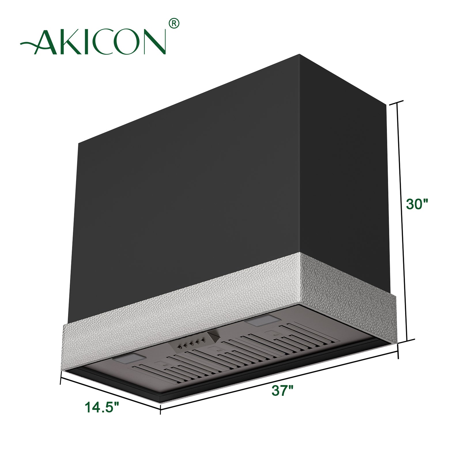 Akicon Stainless Steel Range Hood 36 inch & 3 Speed Fan with LED, Modern Box 600 CFM Hood with Powerful Motor, Thick Stack