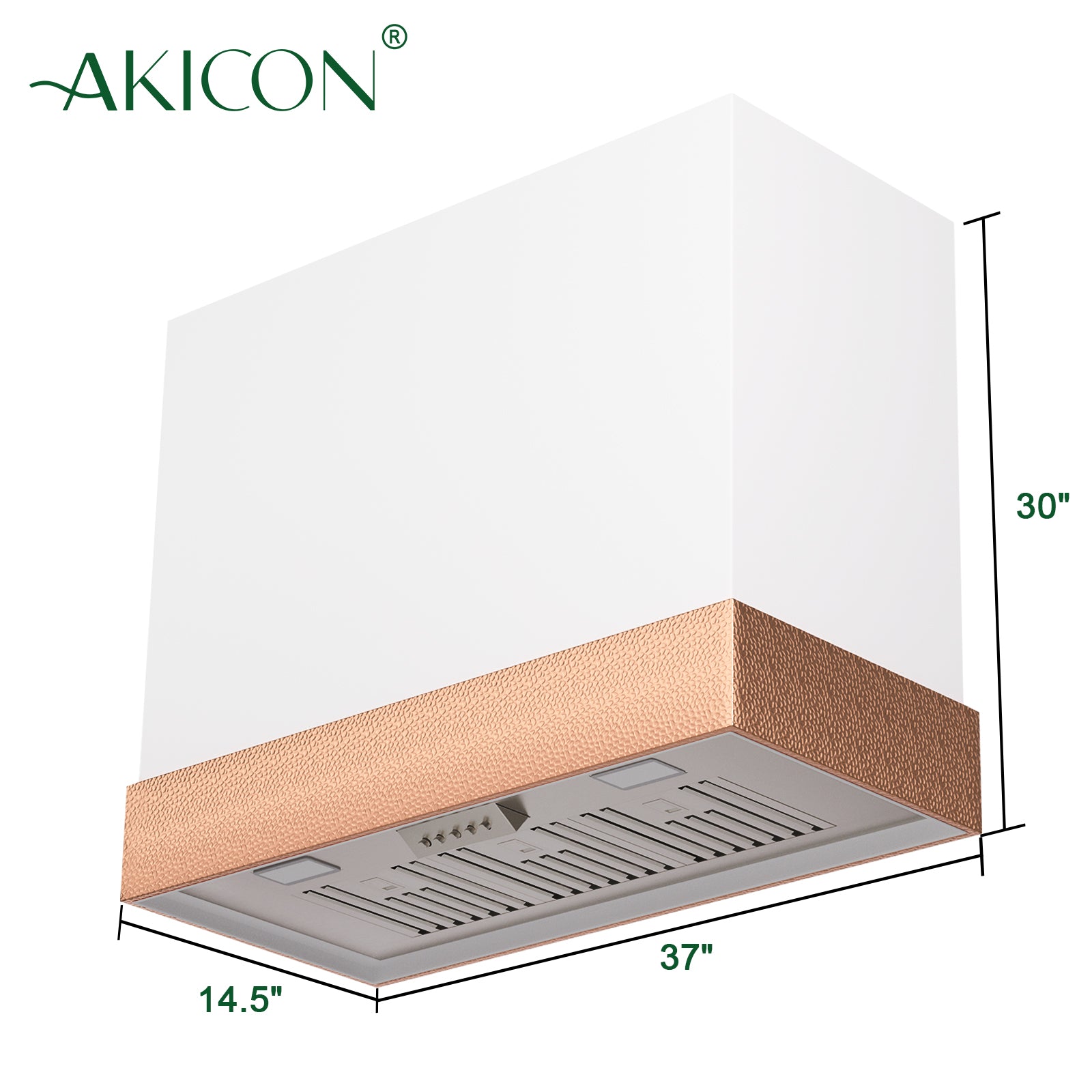 Akicon Stainless Steel Range Hood 36 inch & 3 Speed Fan with LED, Modern Box 600 CFM Hood with Powerful Motor, Thick Stack