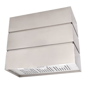Akicon 36" Stainless Steel Range Hood, 3 Stacks Modern Box Kitchen Hood with Powerful Vent Motor, Wall Mount, 36”W*30”H*14"D, Signal White