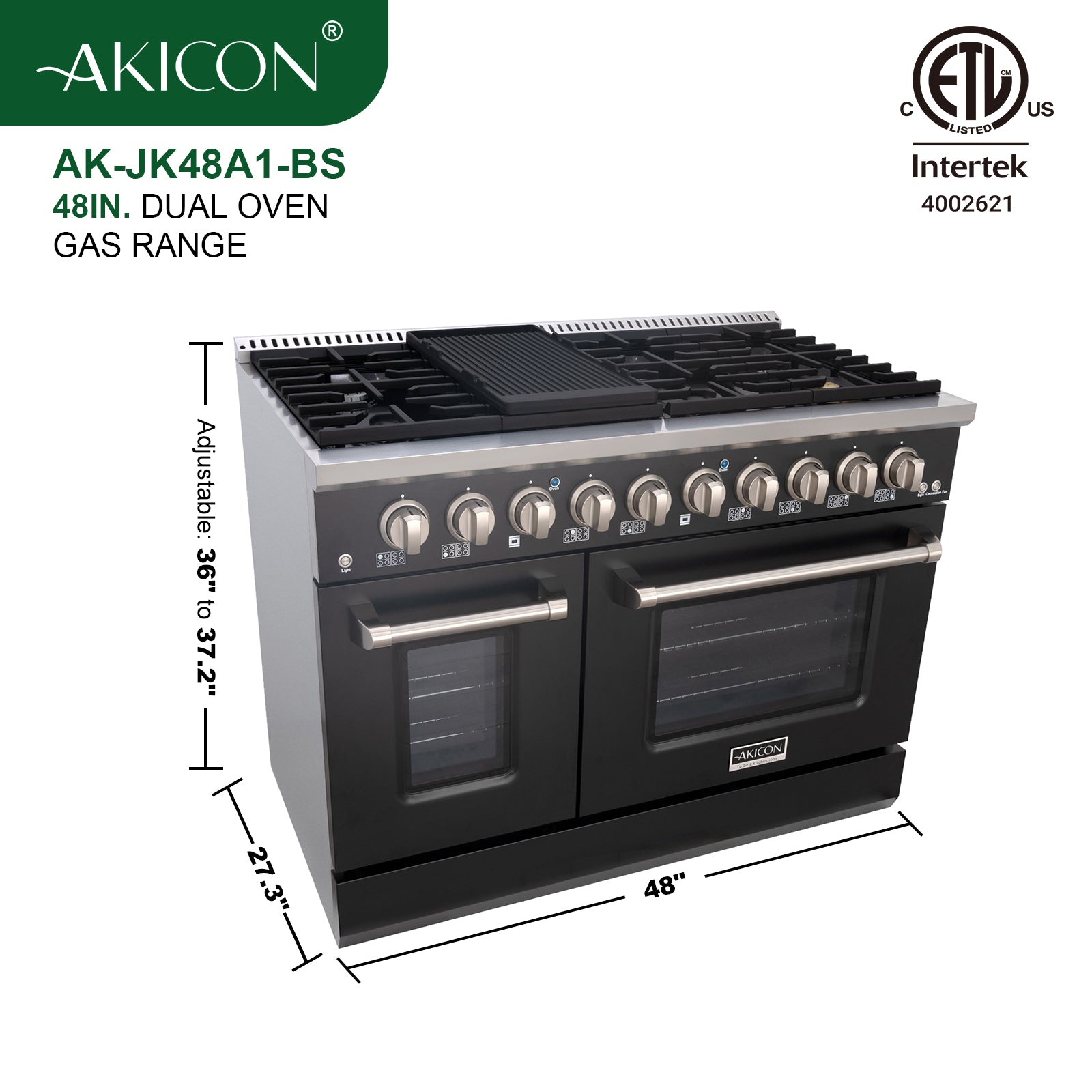 48-IN, 8 Burner, Freestanding, Dual Fuel Range with Natural Gas