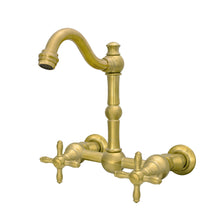 Akicon Bathroom Faucets - Solid Brass Wall Mount Bathroom Sink Faucet with 2 Cross Handles, Copper Bathroom Faucet - AK41718N1-C