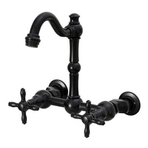 Akicon Bathroom Faucets - Solid Brass Wall Mount Bathroom Sink Faucet with 2 Cross Handles, Copper Bathroom Faucet - AK41718N1-C