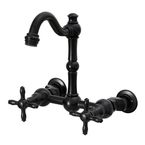 Akicon Bathroom Faucets - Solid Brass Wall Mount Bathroom Sink Faucet with 2 Cross Handles, Copper Bathroom Faucet - AK41718N1-C