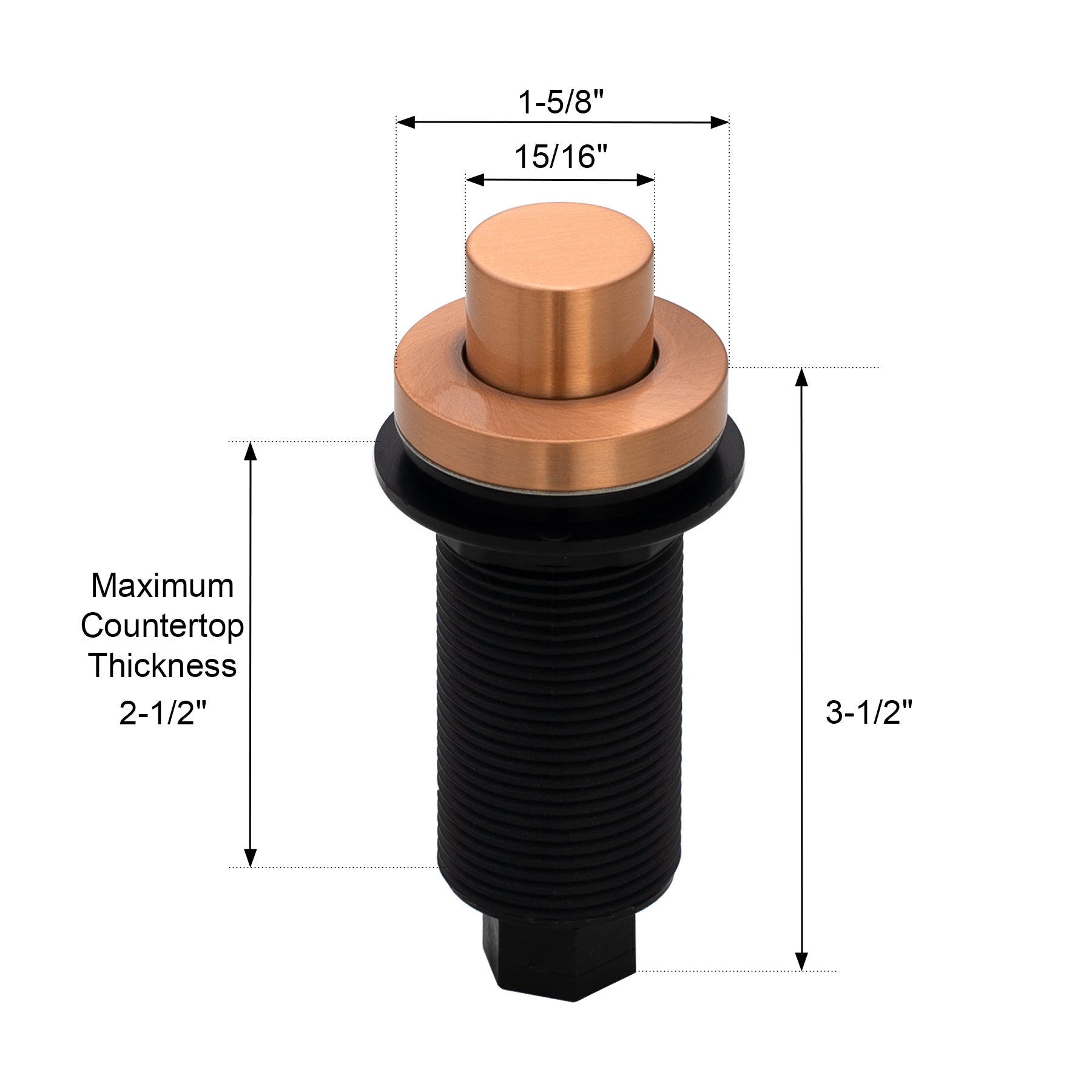 Akicon Copper Garbage Disposal Air Switch Kit with Sink Top Waste Disposal On/Off Push Button with Brass Cover and Plastic