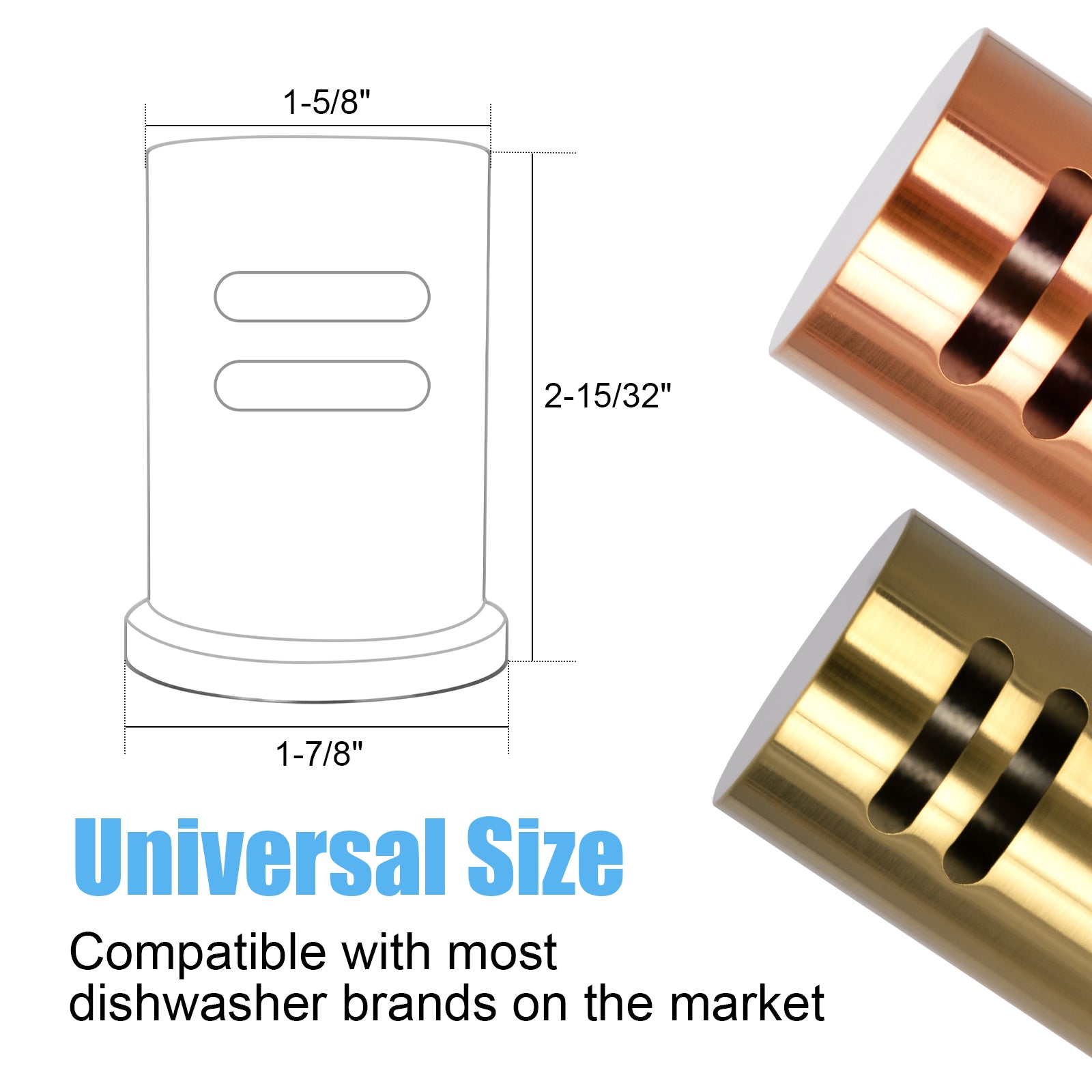 Akicon Brushed Gold Solid Brass Finish Kitchen Dishwasher Air Gap Cover Only, Air Gap Cover for Replacement, Skirted