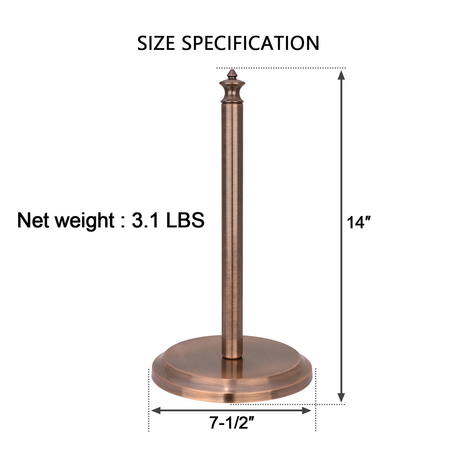 Antique Copper Paper Towel Holder Roll Dispenser Stand for Kitchen Countertop & Dining Room Table - AK79304-AC