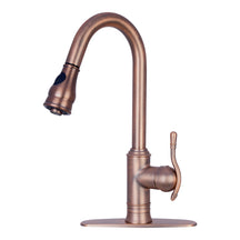 Copper Pull Out Kitchen Faucet, Single Level Solid Brass Kitchen Sink Faucets with Pull Down Sprayer - AK96415-D-C