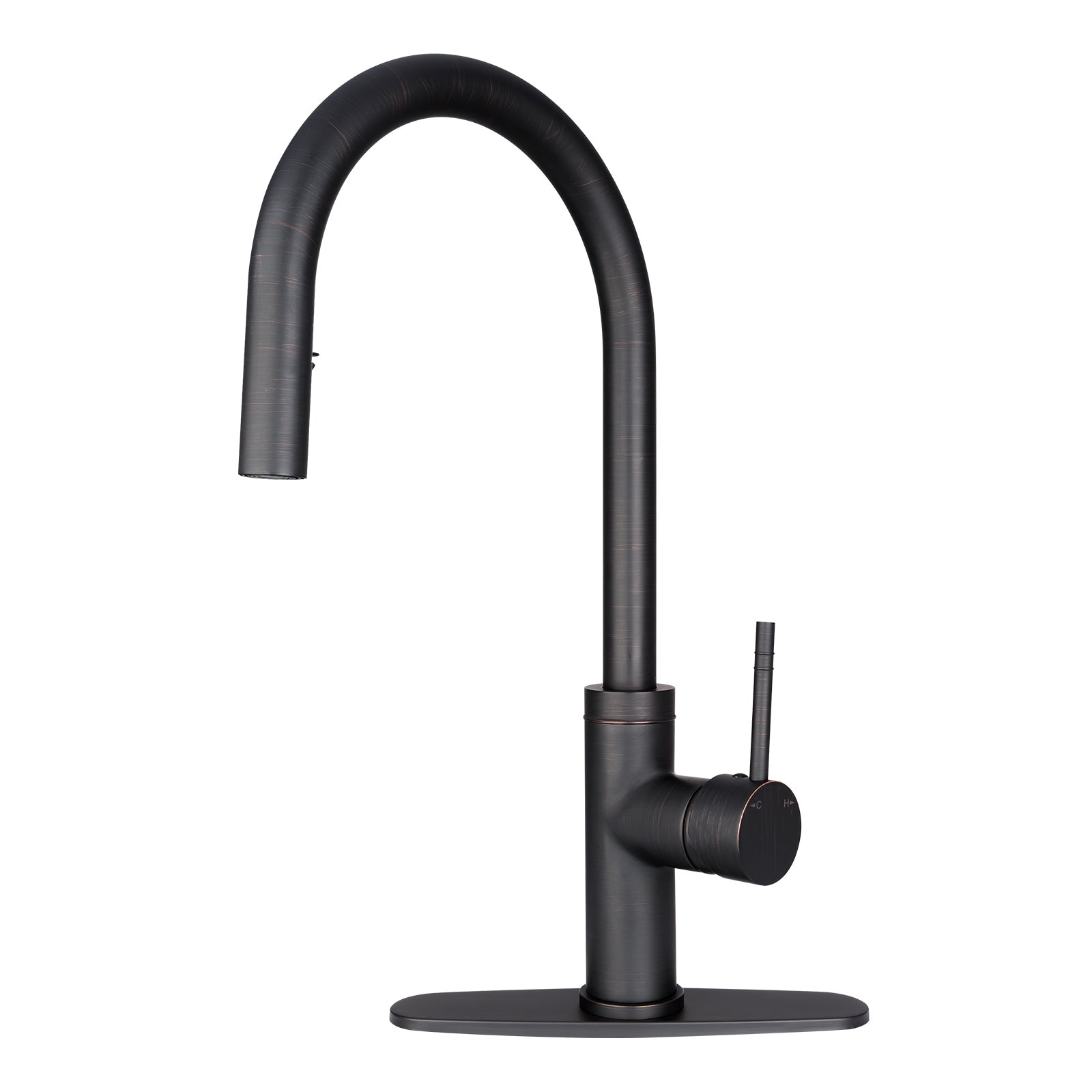 Copper Pull Out Kitchen Faucet with Deck Plate, Single Level Solid Brass Kitchen Sink Faucets with Pull Down Sprayer-AK96416C