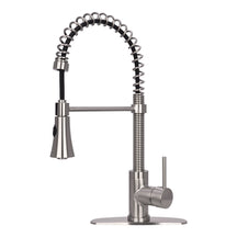 Brushed Nickel Pre-Rinse Spring Kitchen Faucet, Single Level Solid Brass Kitchen Sink Faucets with Pull Down Sprayer - AK96516A1-BN