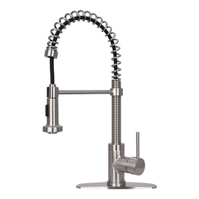 Brushed Nickel Pre-Rinse Spring Kitchen Faucet, Single Level Solid Brass Kitchen Sink Faucets with Pull Down Sprayer - AK96516A2-BN