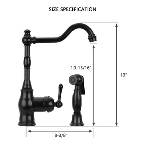 One-Handle Matte Black Widespread Kitchen Faucet with Side Sprayer - AK96918-MB