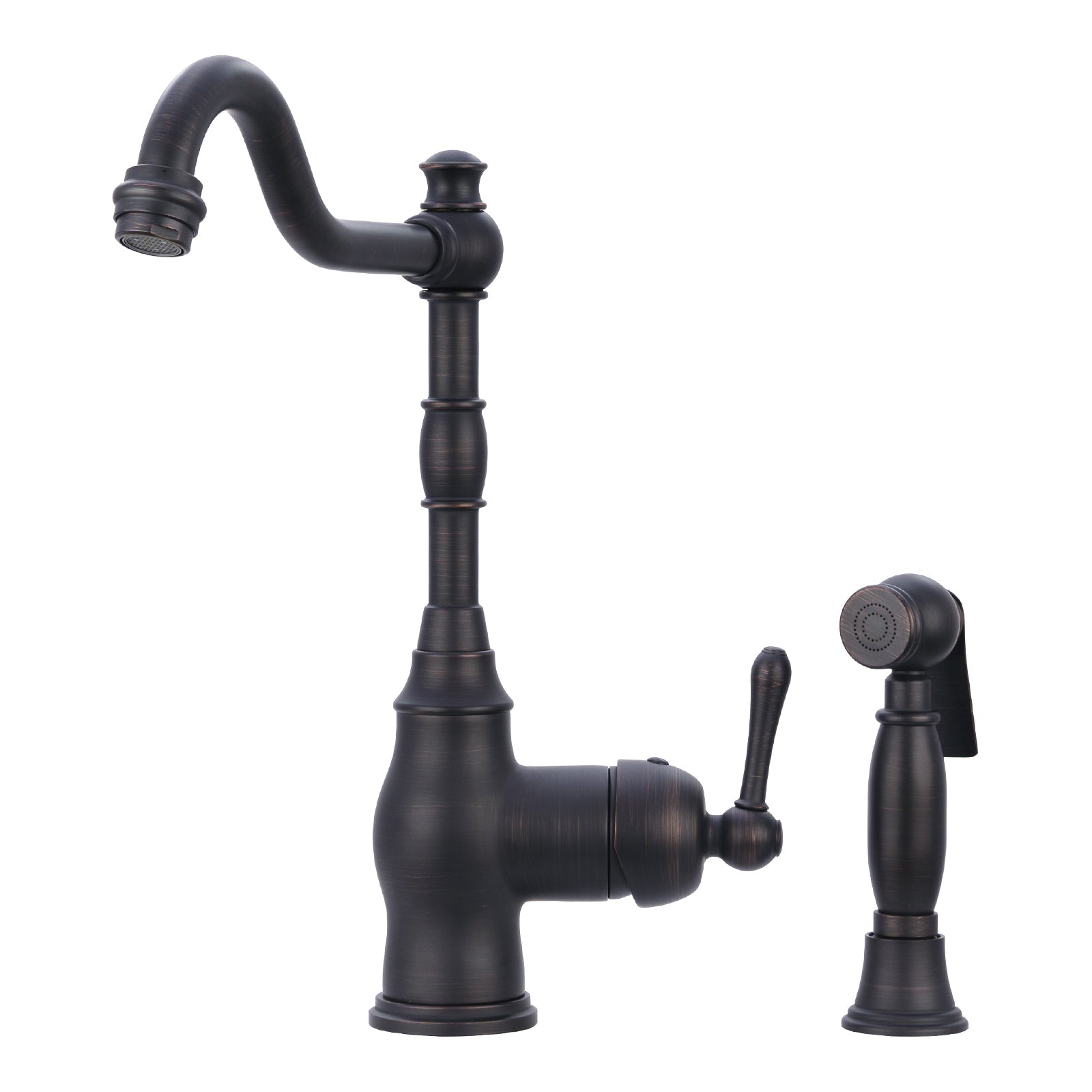 One-Handle Matte Black Widespread Kitchen Faucet with Side Sprayer - AK96918-MB
